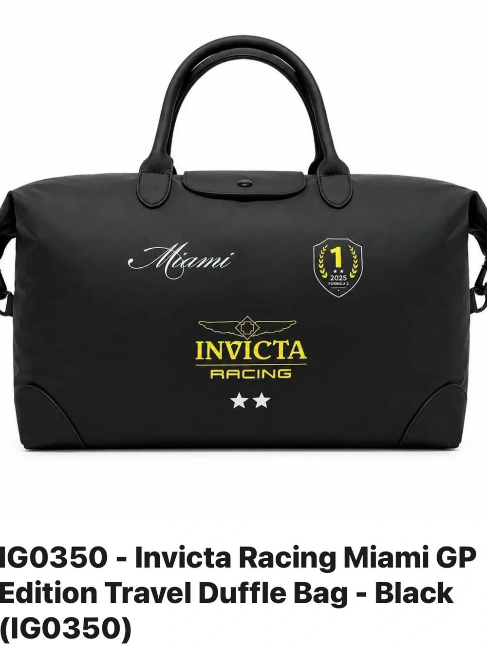 Invicta Racing Black and Yellow Duffle Bag